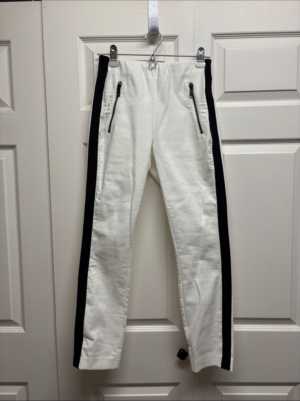 rag & bone White Skinny Pants with Black Side Panels